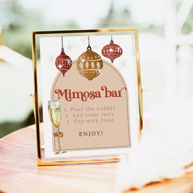 Mimosa Bar Bubbly Retro Bauble Christmas Bridal Poster (Von Creator hochgeladen)