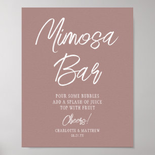 Mimosa Bar Cheers Moderne Script Rose Gold Poster