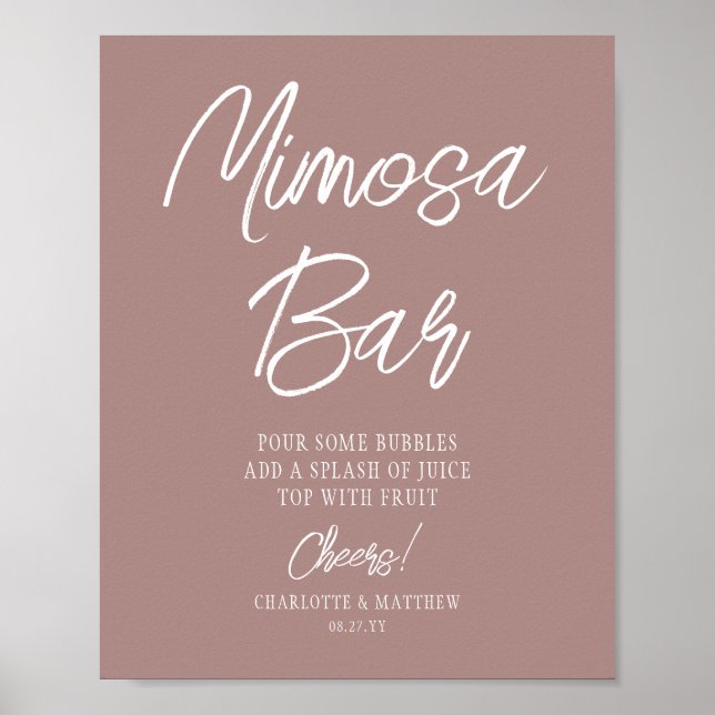 Mimosa Bar Cheers Moderne Script Rose Gold Poster (Vorne)