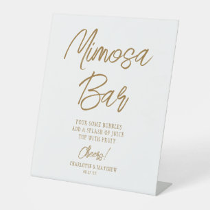 Mimosa Bar Cheers Modernes handgeschriebenes Gold  Sockelschild