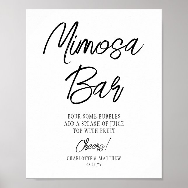 Mimosa Bar Cheers Modernes handgeschriebenes Schwa Poster (Vorne)