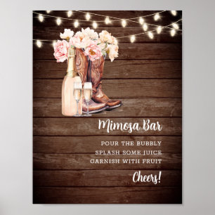 MIMOSA BAR Cowgirl Boots Champagne Brautparty Poster