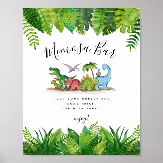 Mimosa Bar Dinosaur Baby Shower Poster (Vorne)