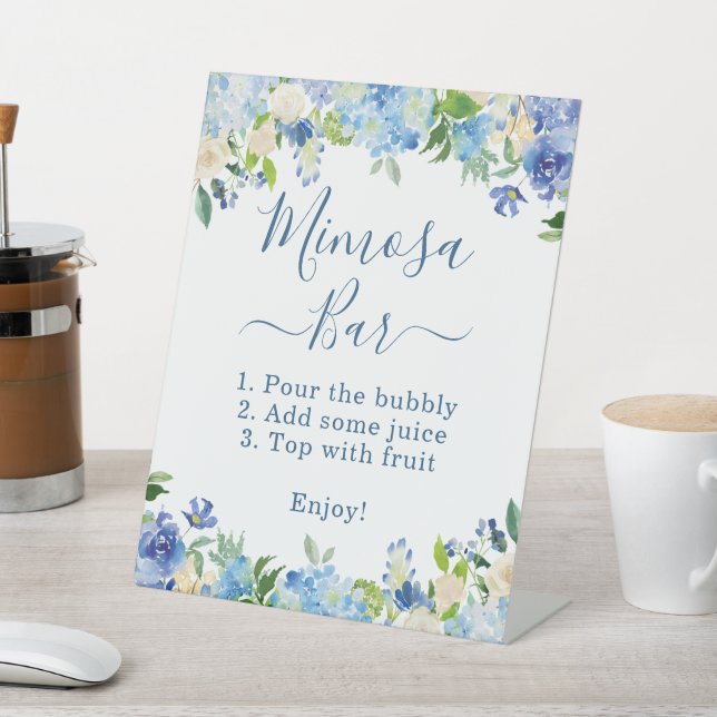 Mimosa Bar Elegant Blue Hydrangea Floral Sockelschild