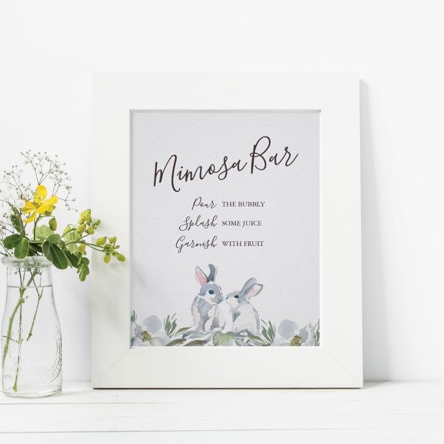 Mimosa Bar Floral Bunny Rabbit Party Poster (Von Creator hochgeladen)