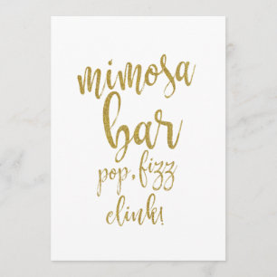 Mimosa-Bar Gold Glitter erschwingliches Hochzeitss Einladung