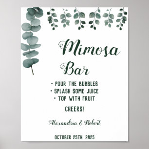 Mimosa Bar Greenery Eukalyptus Wedding Sign Poster