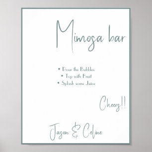 Mimosa-Bar Hochzeitsschild Poster