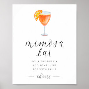 Mimosa-Bar-Junggesellinnenabschied-Schild Aquarell Poster