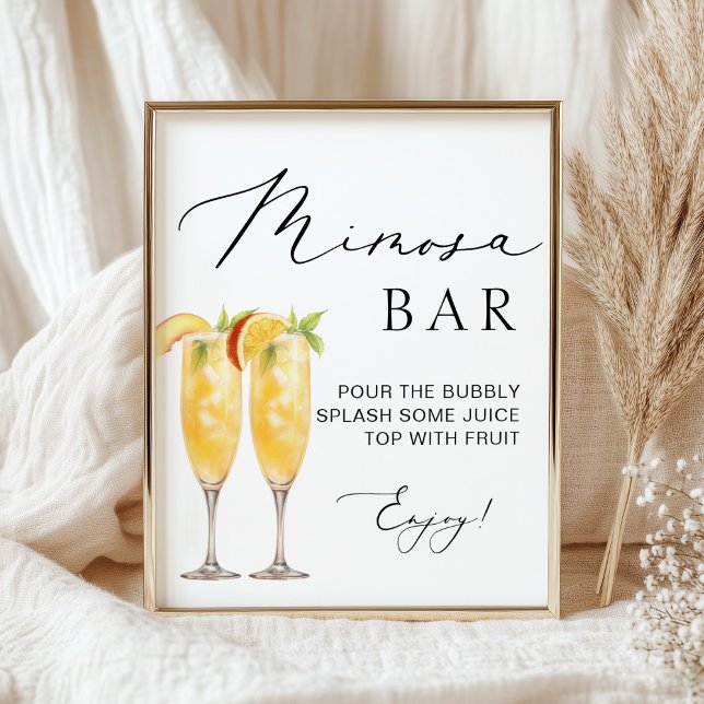 Mimosa Bar Minimal Moderne Kalligraphie Hochzeitss Poster (Von Creator hochgeladen)