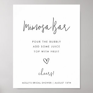 Mimosa Bar Minimalistisch Schwarz-Weiß-Dusche Poster