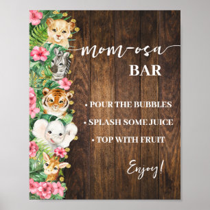 Mimosa Bar Mom-osa Bar Safari Rosa Rustikale Dusch Poster