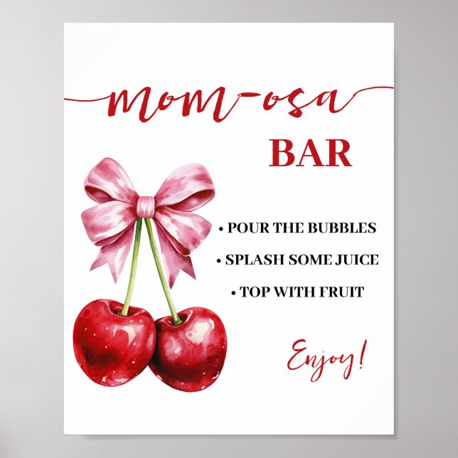 Mimosa Bar Momosa Bar Cherry Coquette Babydusche Poster (Vorne)