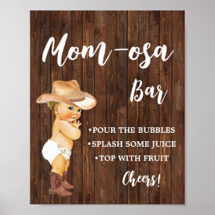 Mimosa Bar Momosa Bar Cowboy Babyduschzeichen Poster