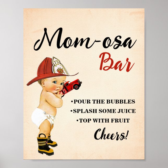 Mimosa Bar Momosa Bar Firefighter Kinderdusche Poster (Vorne)