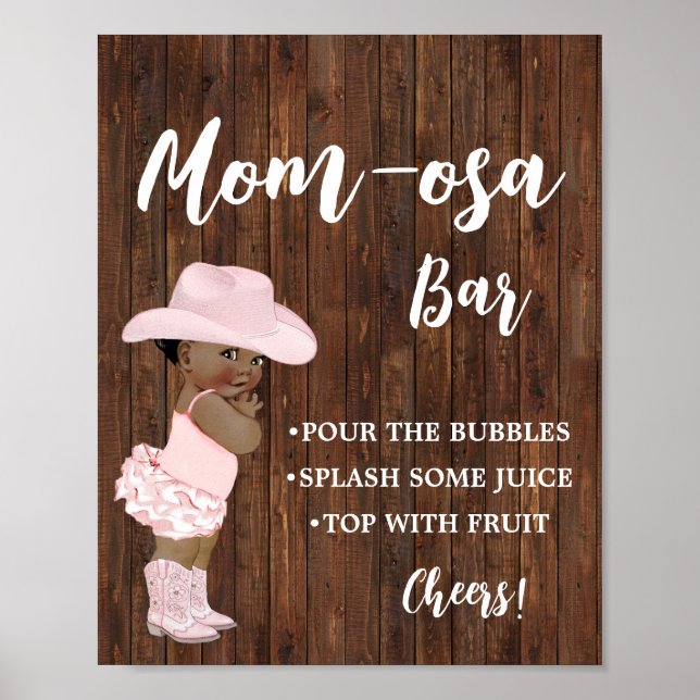 Mimosa Bar Momosa Bar OM Cowgirl Babydusche Zeiche Poster (Vorne)