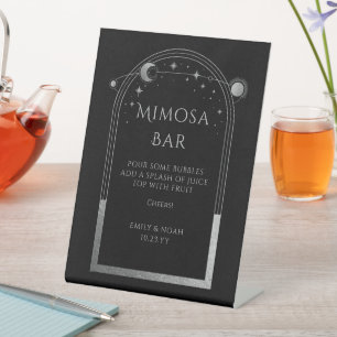 Mimosa Bar Mystical Black Silver Sun Moon Stars Sockelschild