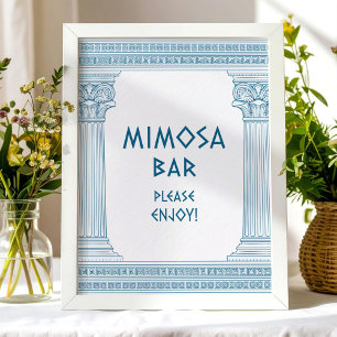 Mimosa-Bar-Partyschild für ein griechisch thematis Poster