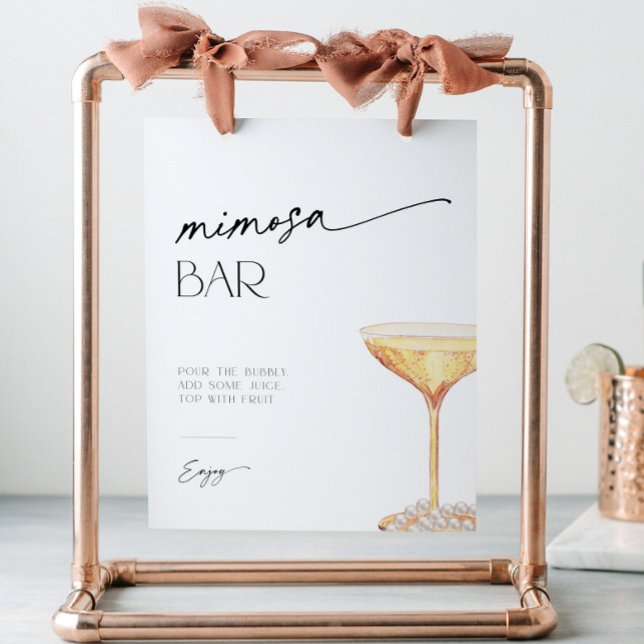 Mimosa Bar Pearls and Prosecco Pedestal Sign Sockelschild (Von Creator hochgeladen)