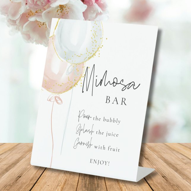 Mimosa Bar Pink & Blue Balloon Gender Reveal Sockelschild (Von Creator hochgeladen)