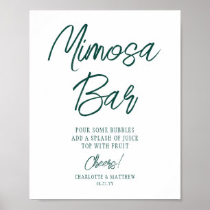 Mimosa Bar Prost Moderne Smaragdgrüne Schrift Poster