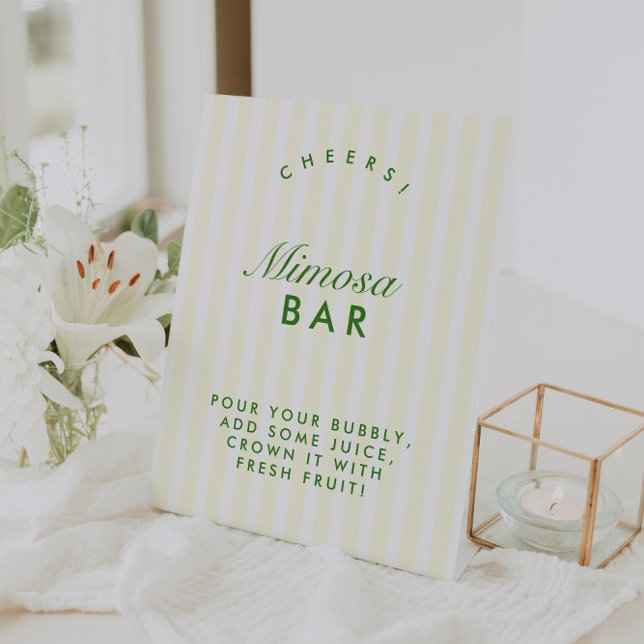 Mimosa Bar Retro Green & Yellow Bachelorette Sockelschild (Mimosa Bar Retro Green & Yellow Bachelorette Pedestal Sign)