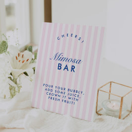 Mimosa Bar Retro Navy & Pink Bachelorette Sockelschild