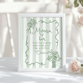 Mimosa Bar Sage green Whimsical Brautparty Poster