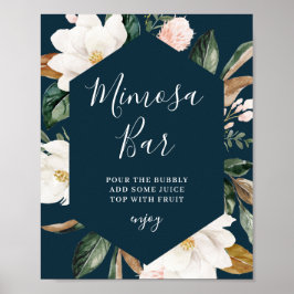 Mimosa-Bar-Schild der Blumenmarche von Magnolia Br Poster