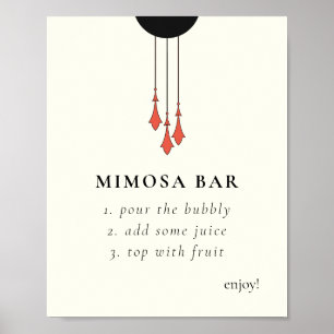 Mimosa-Bar-Schild für eine Herbsthochzeit um Mitte Poster