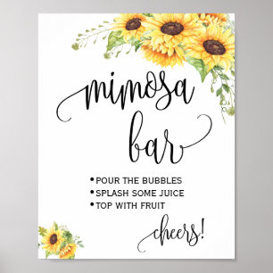Mimosa-Bar-Schild Hochzeit Brautparty Sonnenblumen Poster