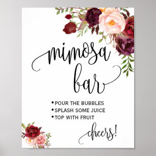 Mimosa-Bar-Schild Hochzeitsbrunch Marsala Poster
