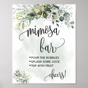 Mimosa-Bar-Schild Hochzeitsbruncheon Eukalyptus Poster