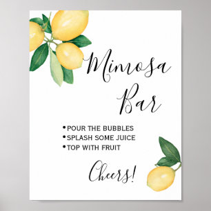Mimosa-Bar-Schild Junggesellinnen-Abschied Lemons Poster
