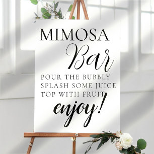 Mimosa-Bar-Schild mit minimalem Textscript Poster