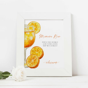 Mimosa-Bar-Schild Orange Spritz Brautparty Poster