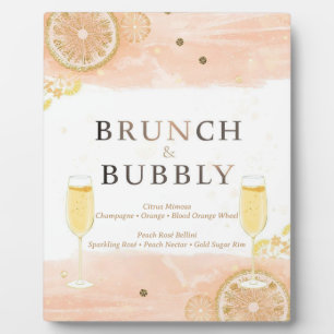 Mimosa-Bar-Schild – Pfirsich-Aquarell-Brunch & Bub Fotoplatte
