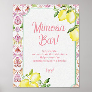 Mimosa Bar Schild Pink Gelb Zitrone Brautparty
