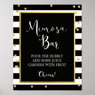 Mimosa-Bar-Schild Schwarz & Gold Poster