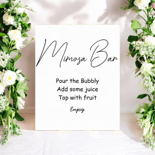 Mimosa-Bar-Schild Schwarz Weiß Hochzeitsschild Poster