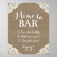 Mimosa-Bar-Schild | Vintage Jute & Spitze