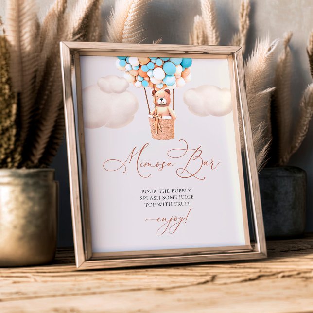 Mimosa Bar Sign Bear Baby Dusche mit Balloons Fotodruck (Von Creator hochgeladen)