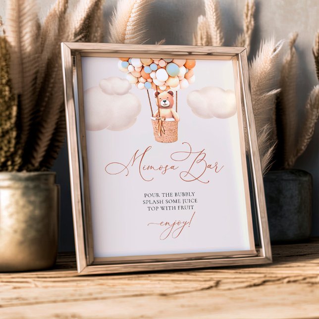 Mimosa Bar Sign Bear Baby Dusche mit Balloons Fotodruck (Von Creator hochgeladen)