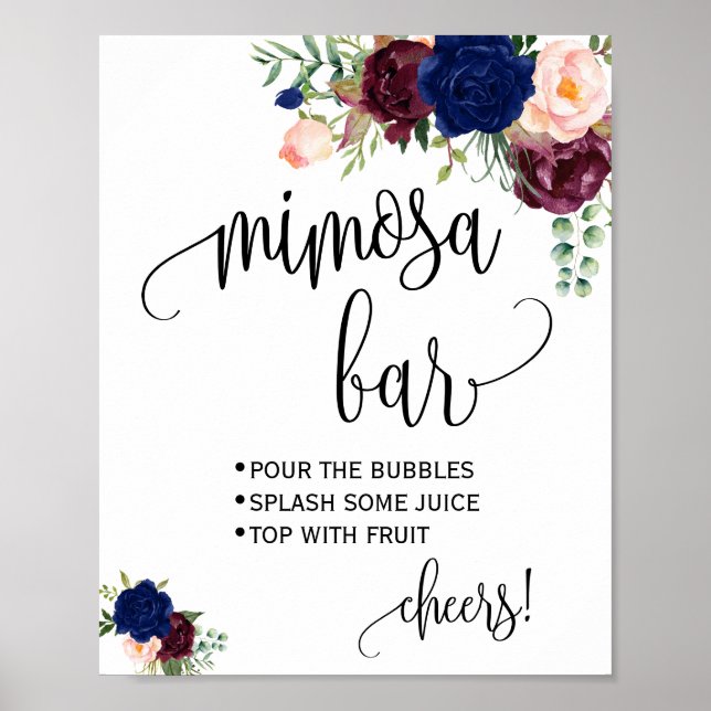 Mimosa Bar sign Bridal Polterabend Marsala Poster (Vorne)