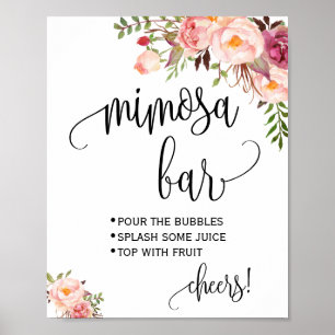 Mimosa Bar sign Bridal Polterabend Rosa Blütenprac Poster