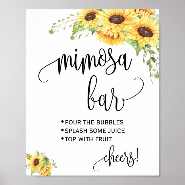 Mimosa Bar sign Bridal Polterabend Sonnenblumen Poster (Vorne)