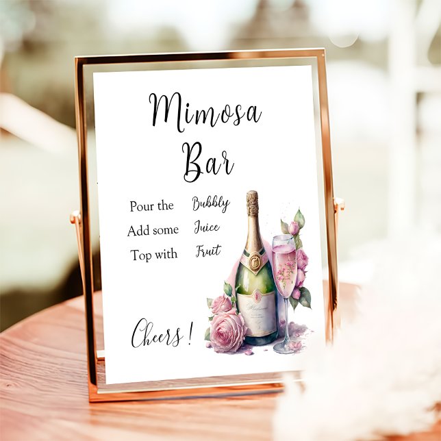 Mimosa Bar Sign Floral Champagne Brautparty Poster (Von Creator hochgeladen)