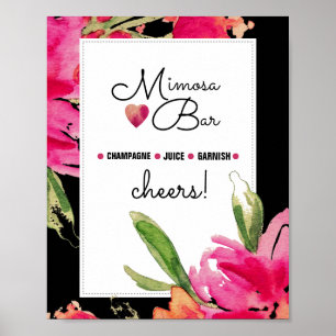 Mimosa Bar Sign   Fuchsia-Blume Hochzeitsdruck Poster