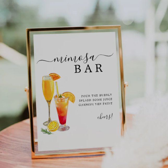 Mimosa Bar Sign, Minimalistische Hochzeitssymbol, Einladung (Mimosa Bar Sign, Minimalist Wedding Bar Sign, Invitation)