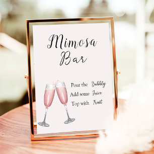 Mimosa Bar Sign Pink Champagne Brautparty Poster